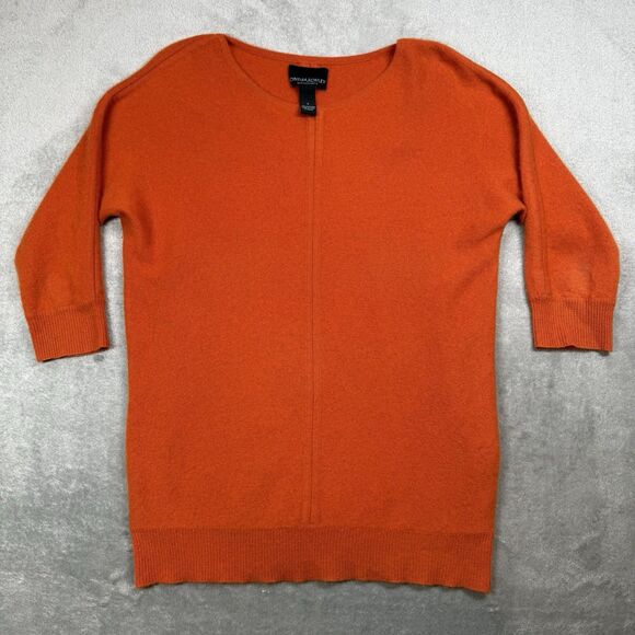 Cynthia Rowley Sweater Women’s Small Orange Cashmere Round Neck Kimono Sleeve - Picture 1 of 7